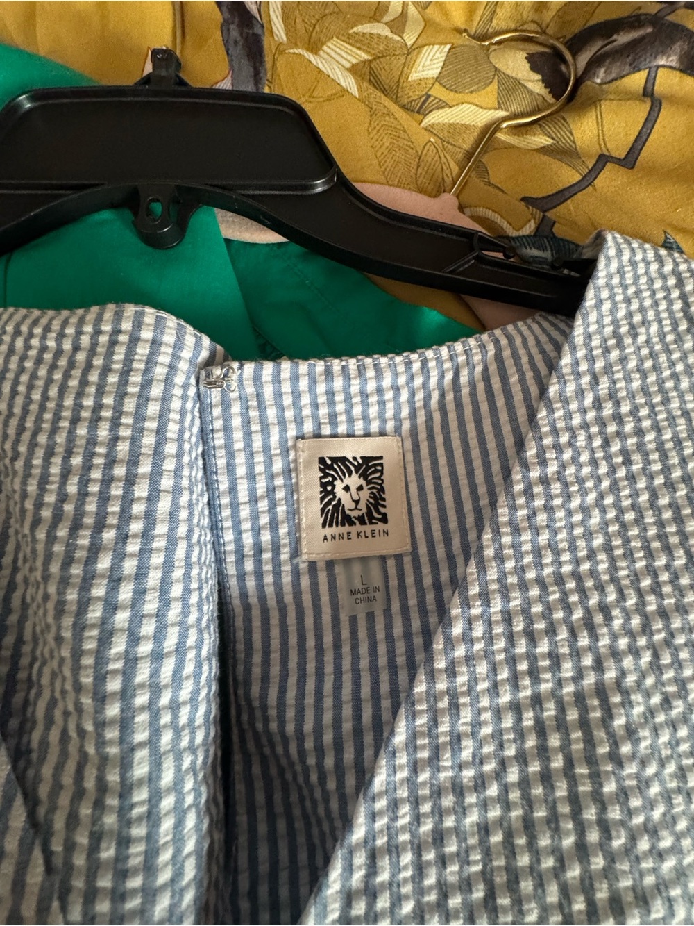 Anne Klein Light Blue & White Seersucker A-Line Dress - Picture 4 of 7